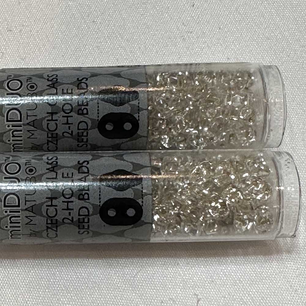 2x4mm MiniDuo Crystal Silver Lined Duets Czech Glass 2-Hole Seed Beads