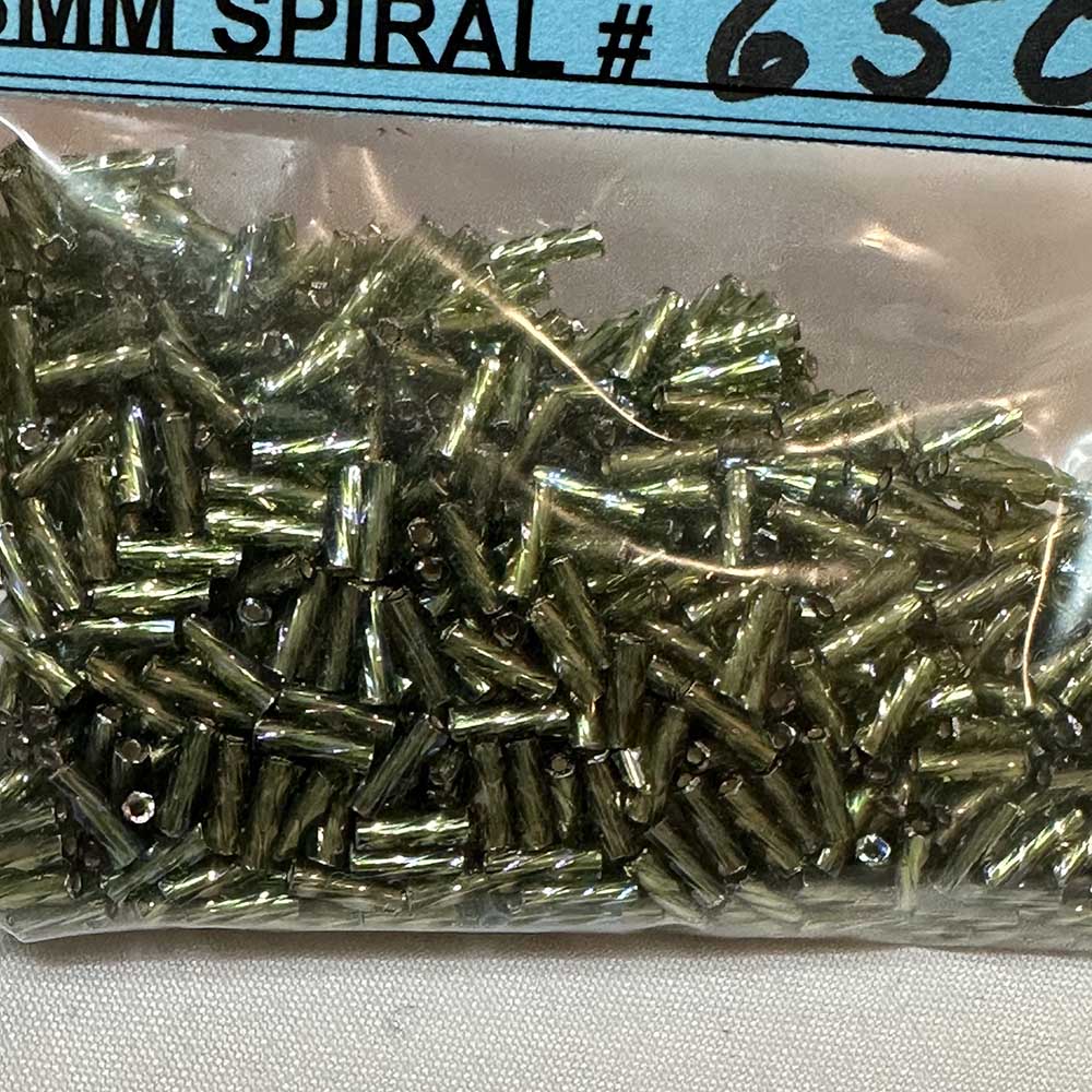 6mm Silverlined Olivine Spiral Bugle Beads