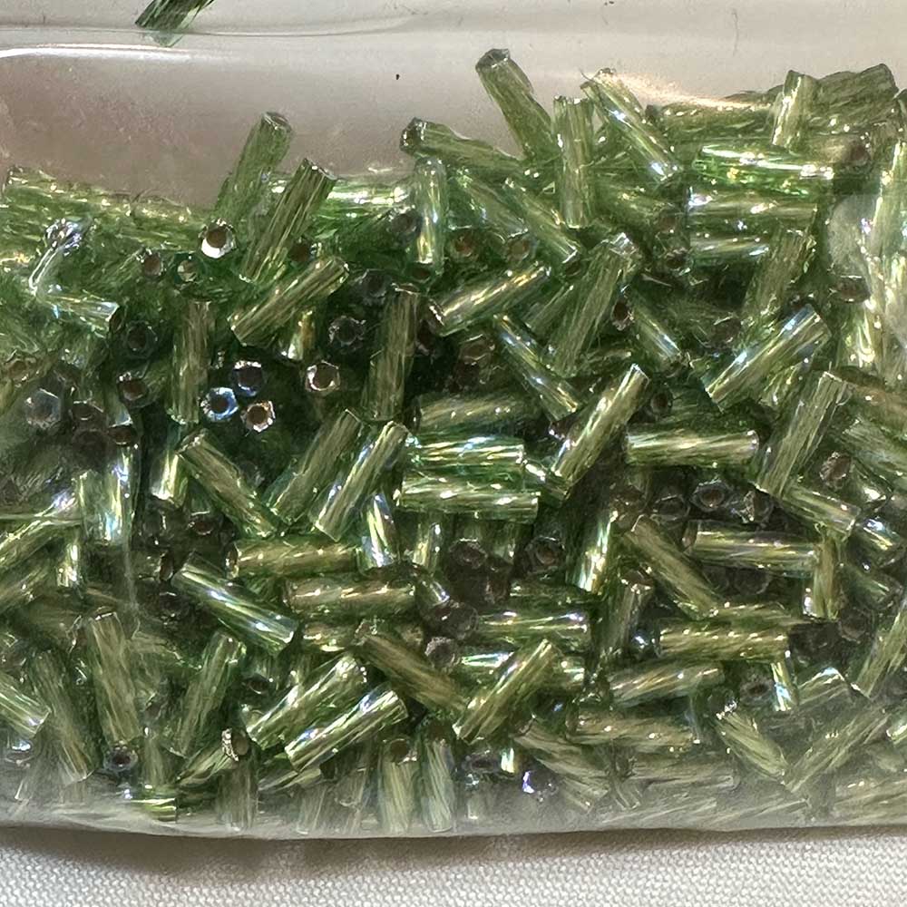 6mm Silverlined Peridot Spiral Bugle Beads