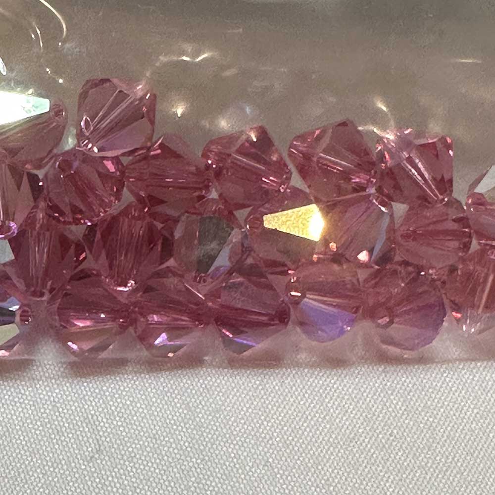 Rose AB 8mm Bicone Crystal Beads