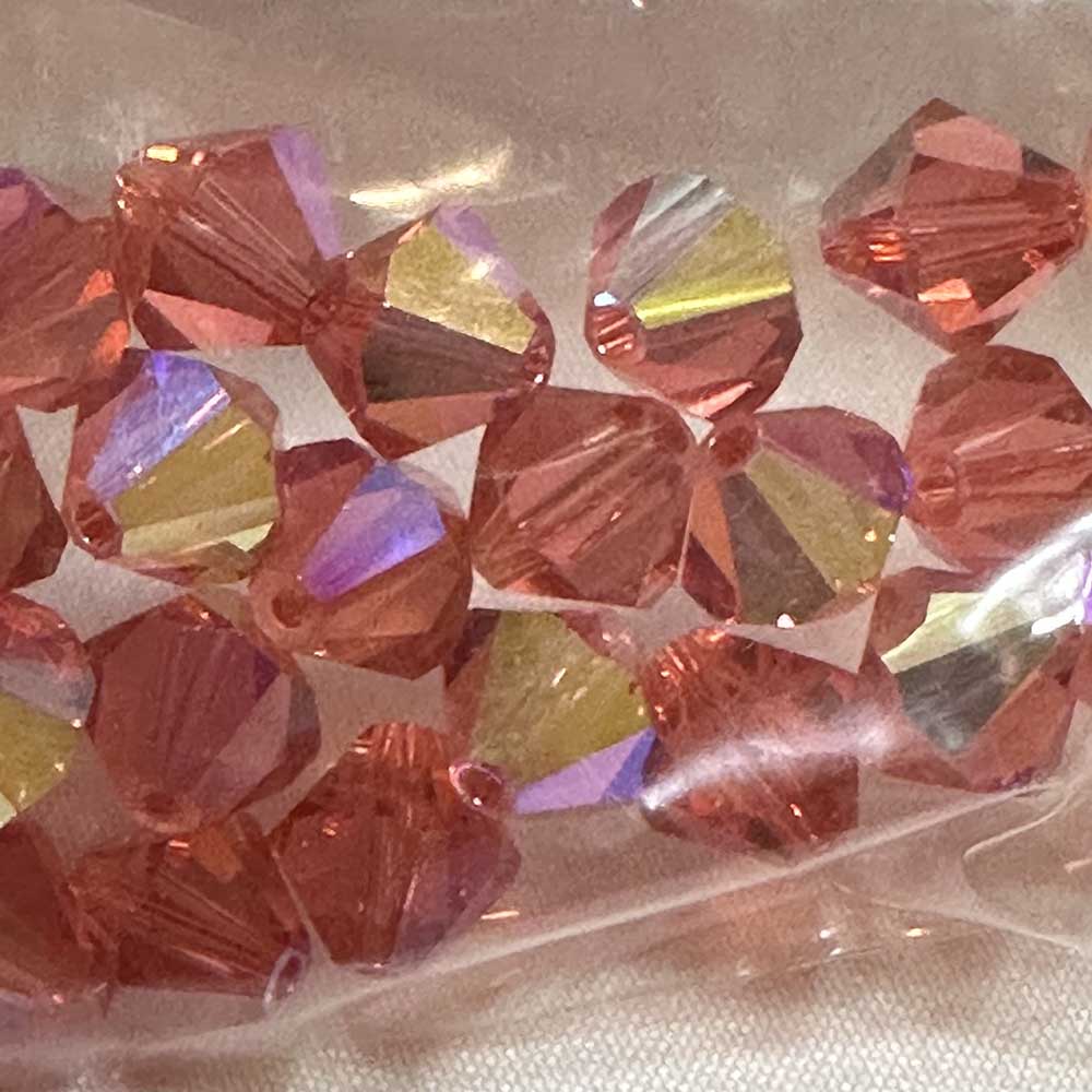 Padparadscha AB 8mm Bicone Crystal Beads