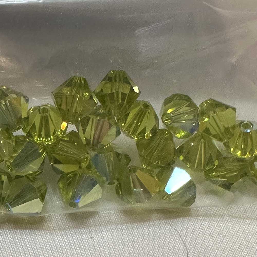 Light Olivine AB 8mm Bicone Crystal Beads