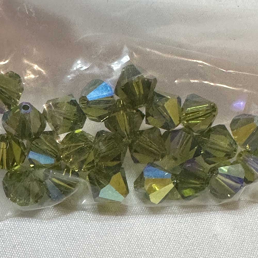 Olivine AB 8mm Bicone Crystal Beads