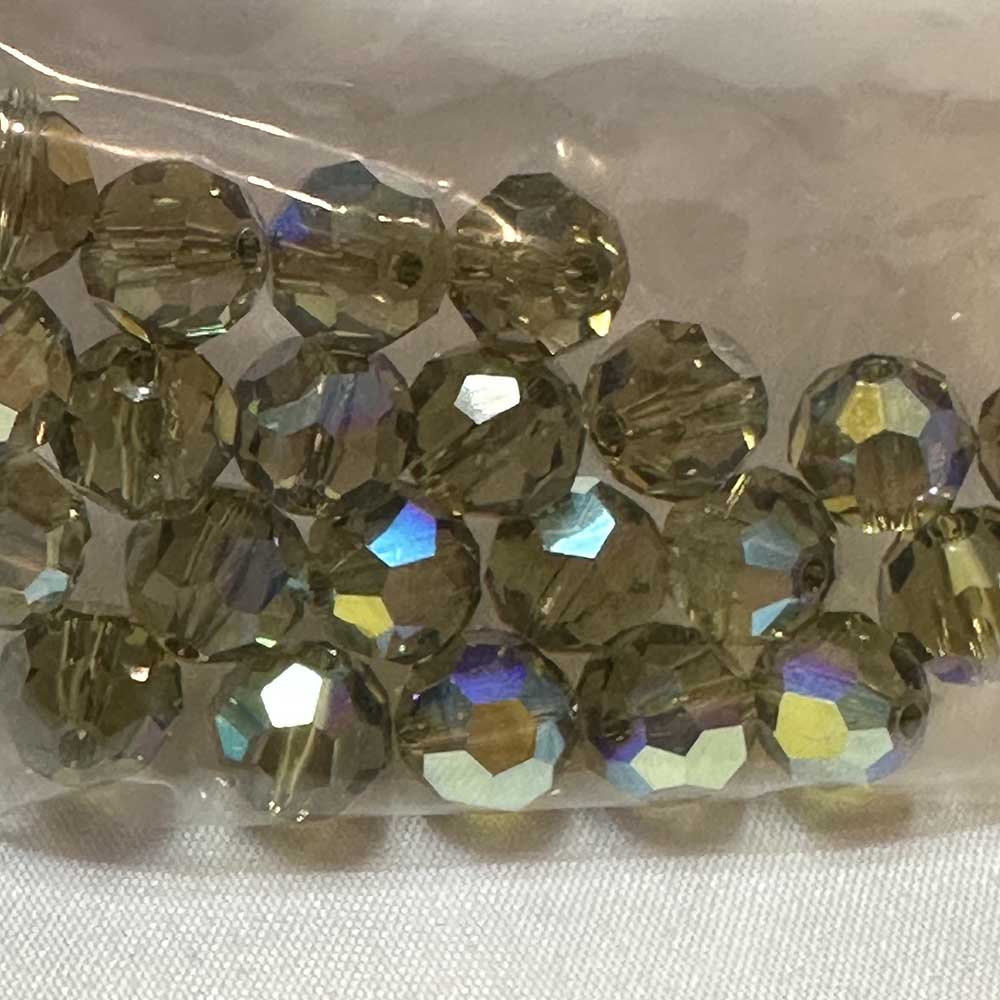 Khaki AB 8mm Round Crystal Beads