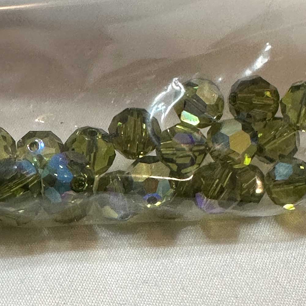 Olivine AB 8mm Round Crystal Beads