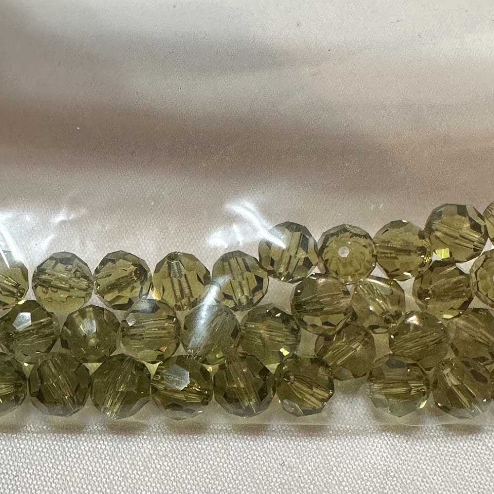 Khaki 6mm Round Crystal Beads