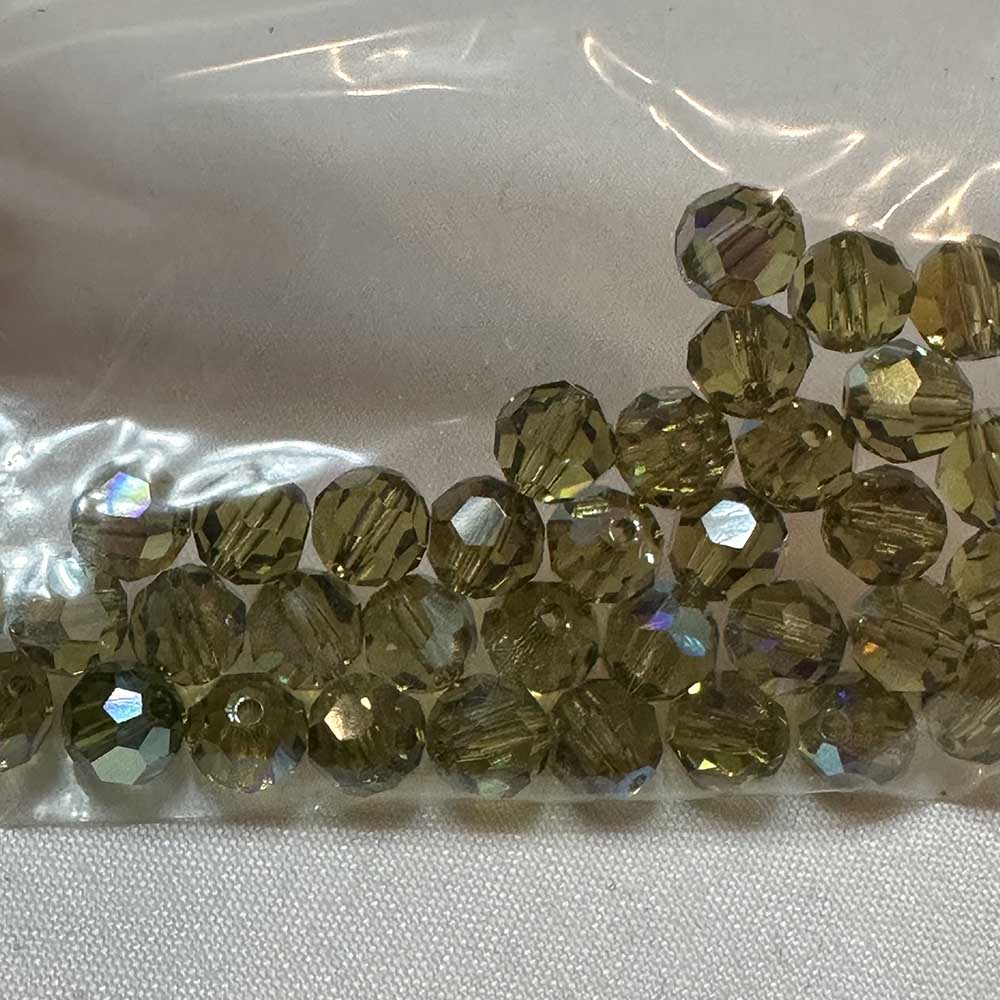 Khaki AB 6mm Round Crystal Beads