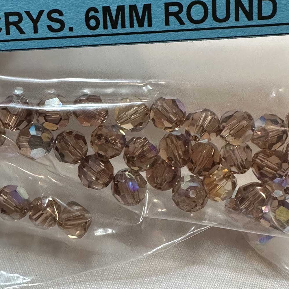 Adobe Brown AB 6mm Round Crystal Beads