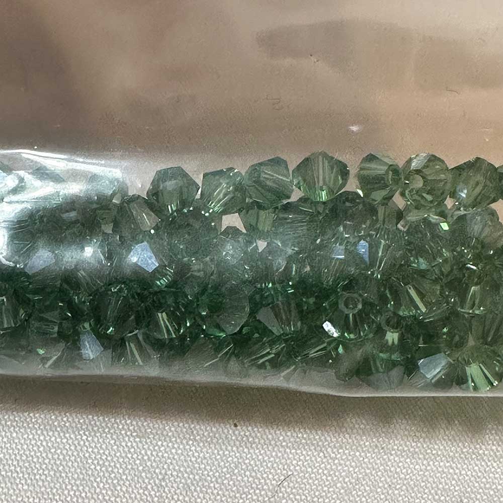 Emerald 4mm Bicone Crystal Beads