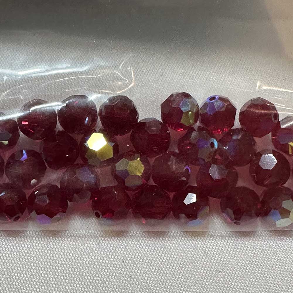 Ruby AB 6mm Round Crystal Beads