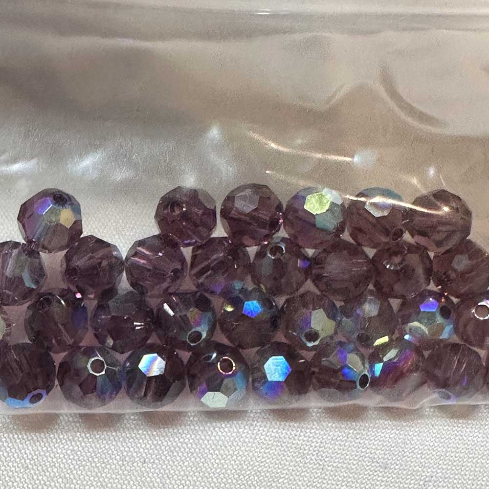 1 package Amethyst AB 6mm Round Crystal Beads