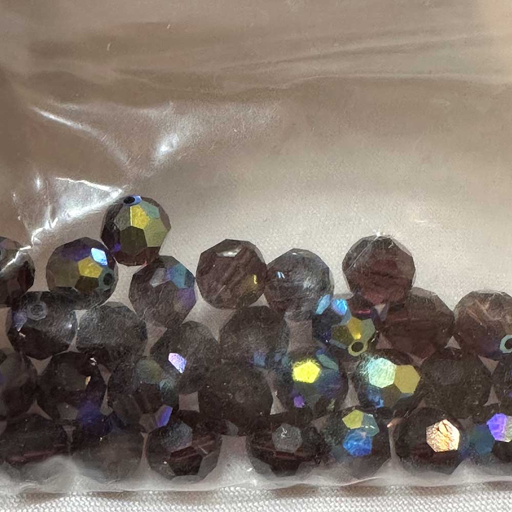 Dark Amethyst AB 6mm Round Crystal Beads