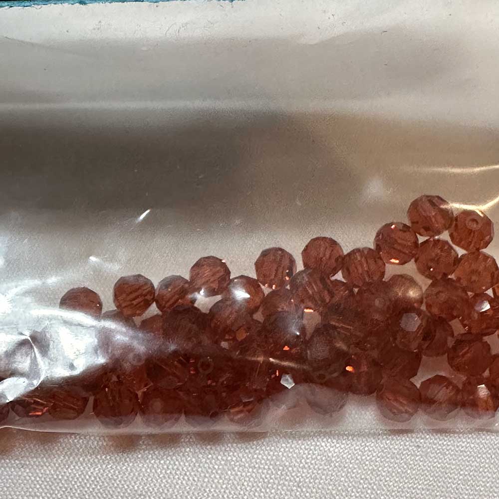 Dark Amber 4mm Round Crystal Beads