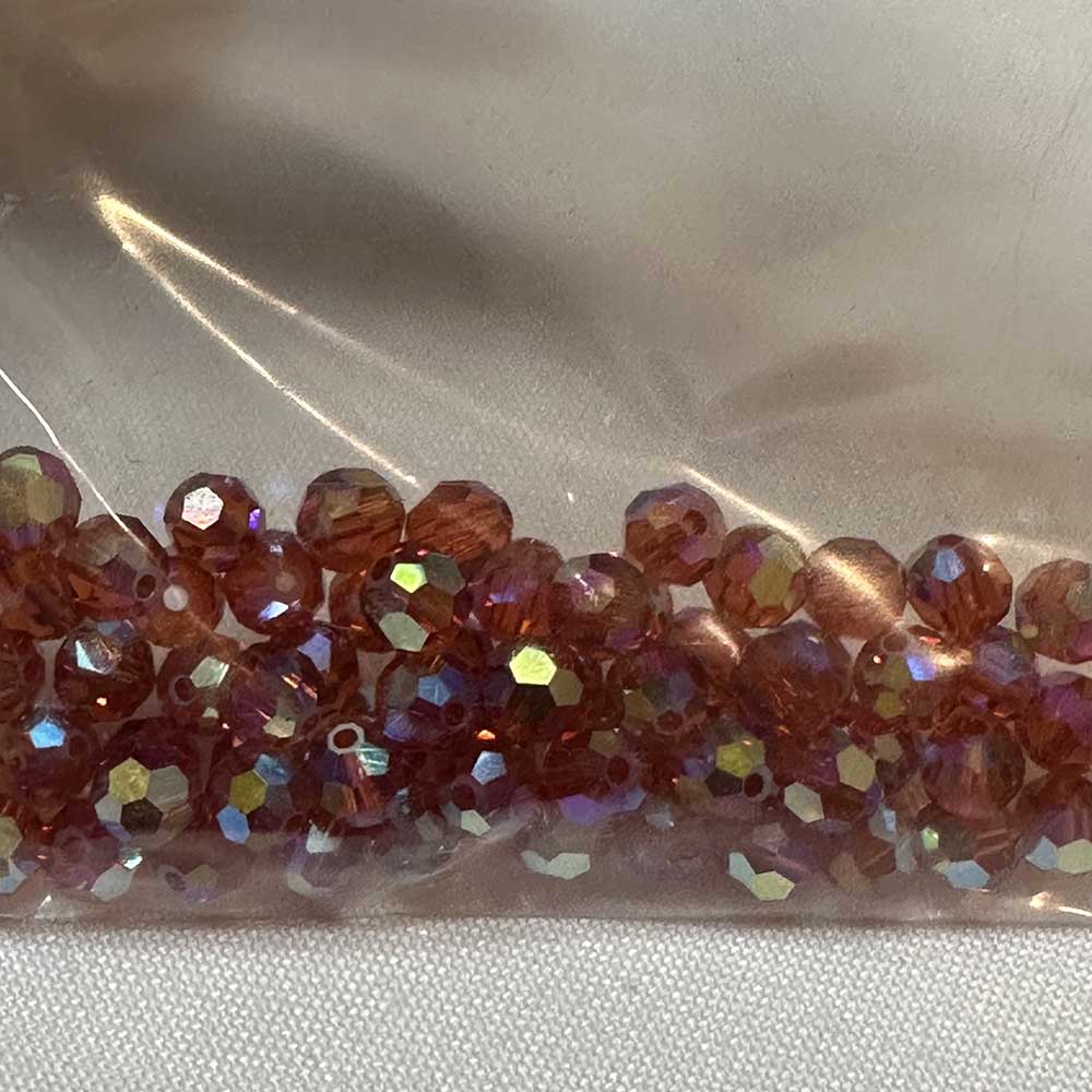 Dark Amber AB 4mm Round Crystal Beads