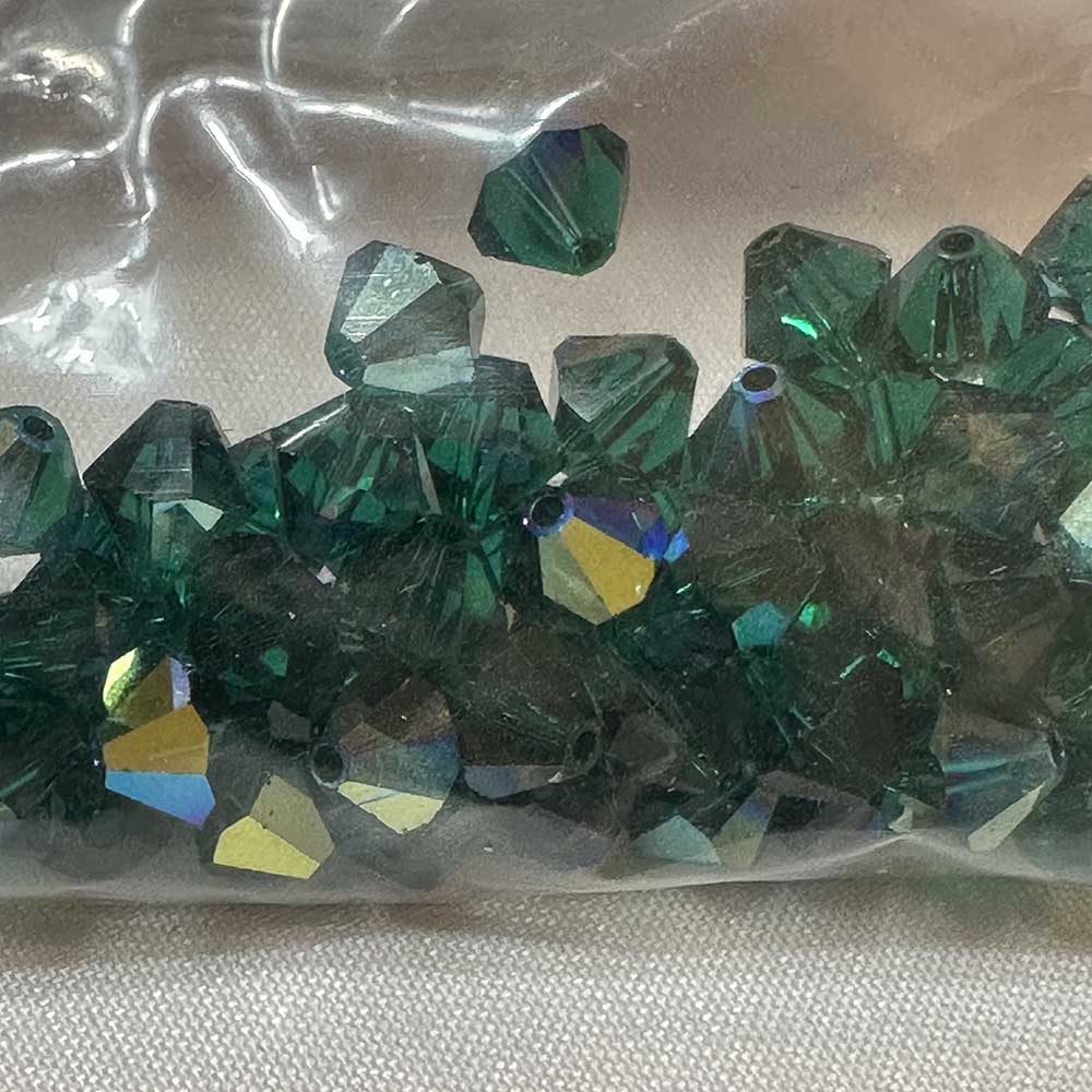 Emerald AB 6mm Bicone Crystal Beads