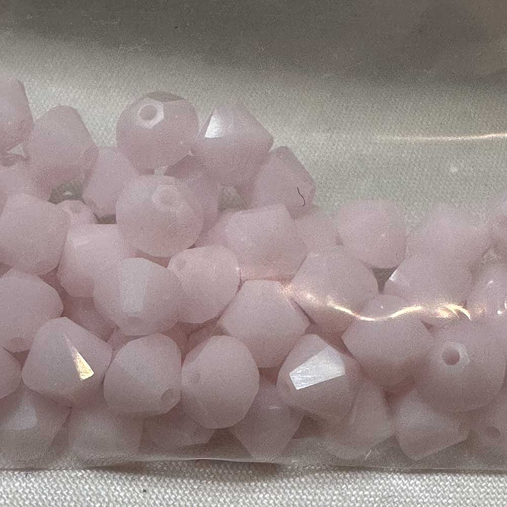 Rose Alabaster 6mm Bicone Crystal Beads