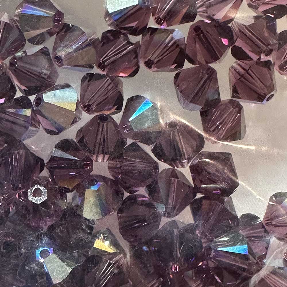 Amethyst AB 6mm Bicone Crystal Beads