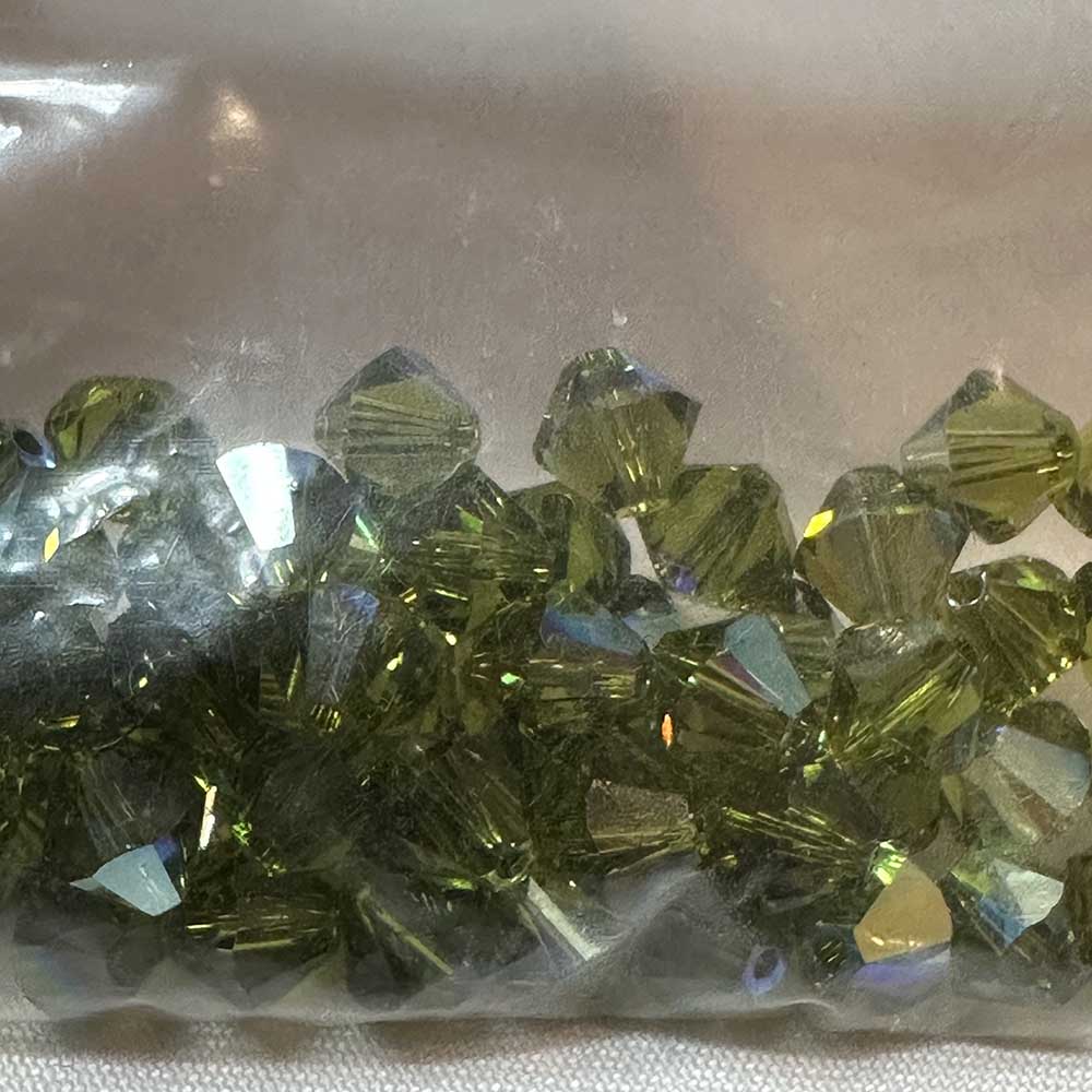 Olivine AB 6mm Bicone Crystal Beads