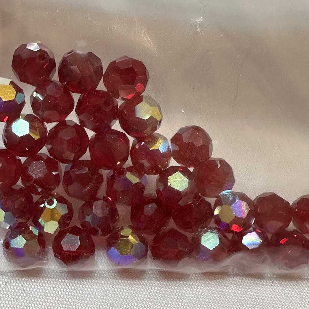 Ruby AB 6mm Round Crystal Beads