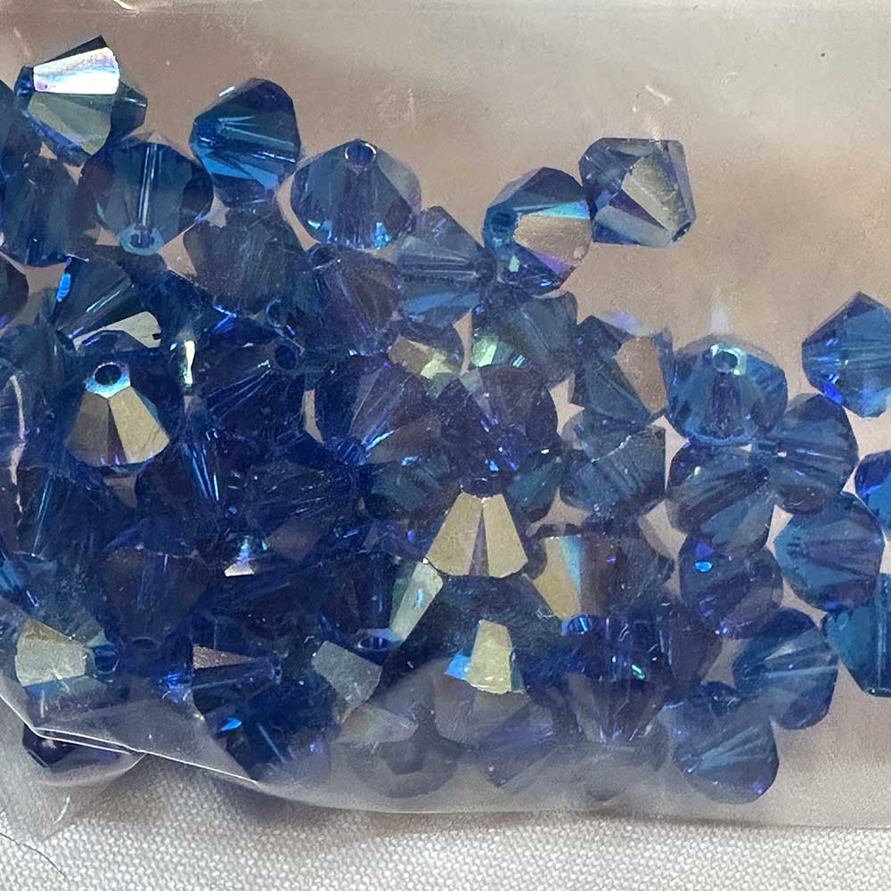 Capri Blue AB 6mm Bicone Crystal Beads