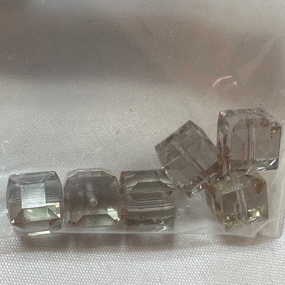 Smoked Aquamarine 8mm Cube Crystal Beads