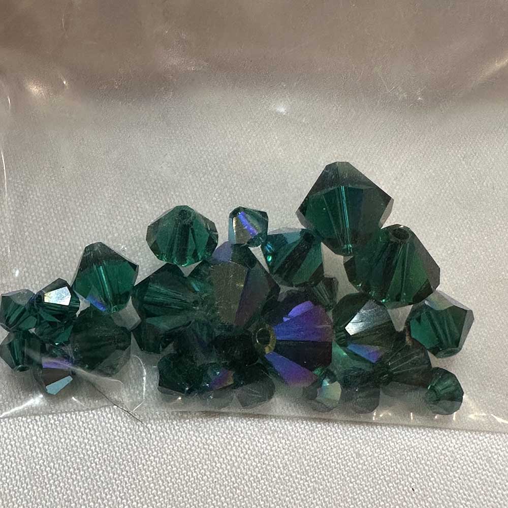 Emerald AB Bicone Mixed Size Crystal Beads