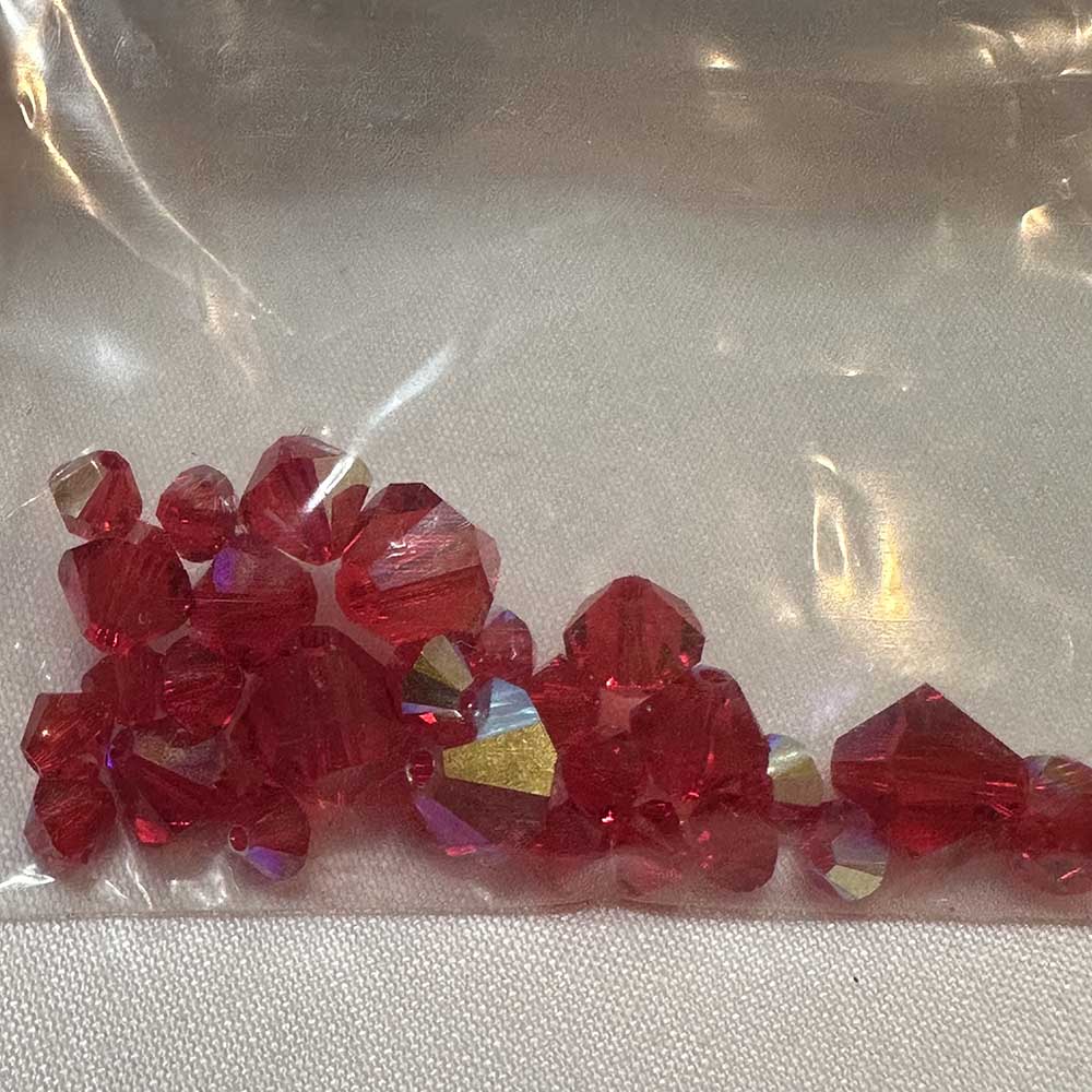 Light Ruby AB Bicone Mixed Size Crystal Beads