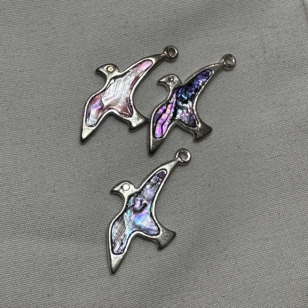 Multi Colored Mother of Pearl Flying Bird Charm