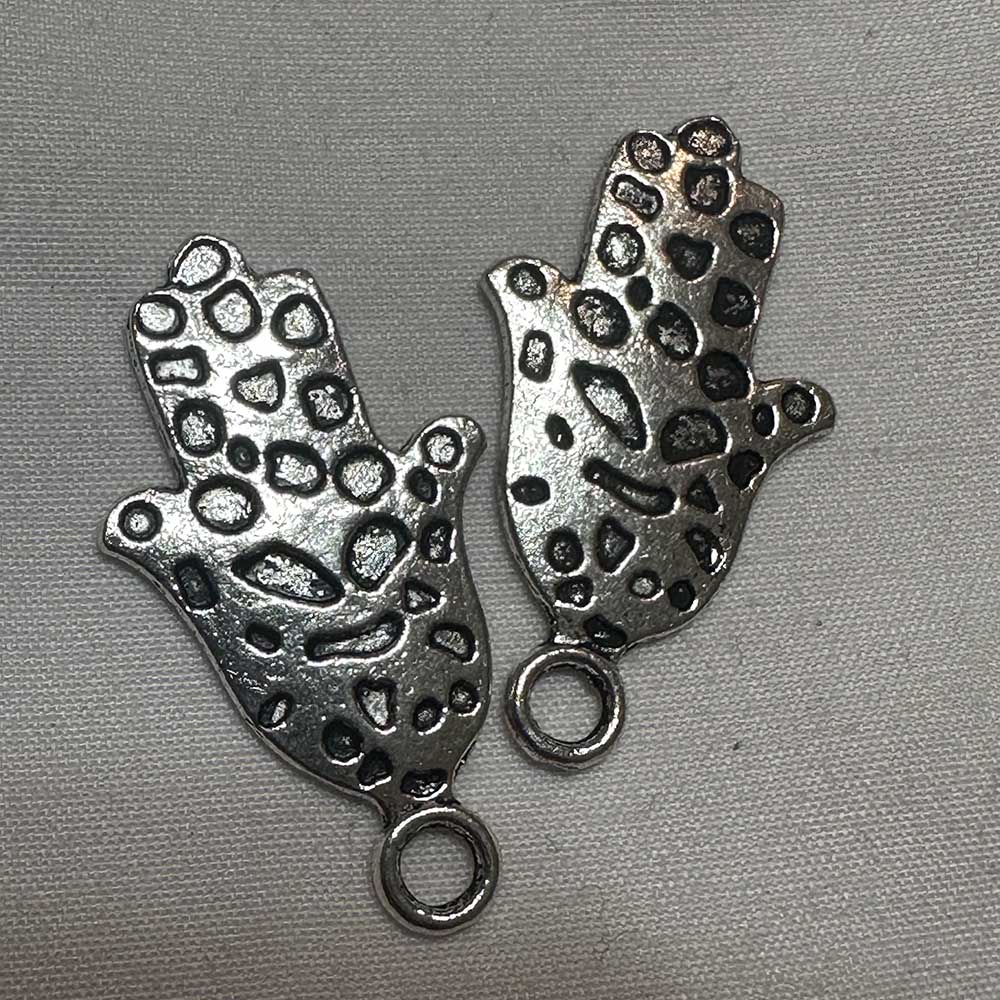 Double Sided Spotted Hand of God Charm Silver Finish