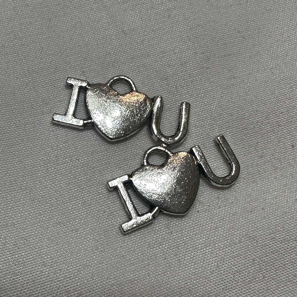 I Heart You Charm Silver Finish