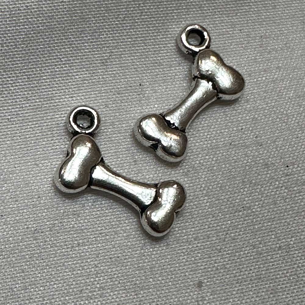 Double Sided Dog Bone Charm Silver Finish