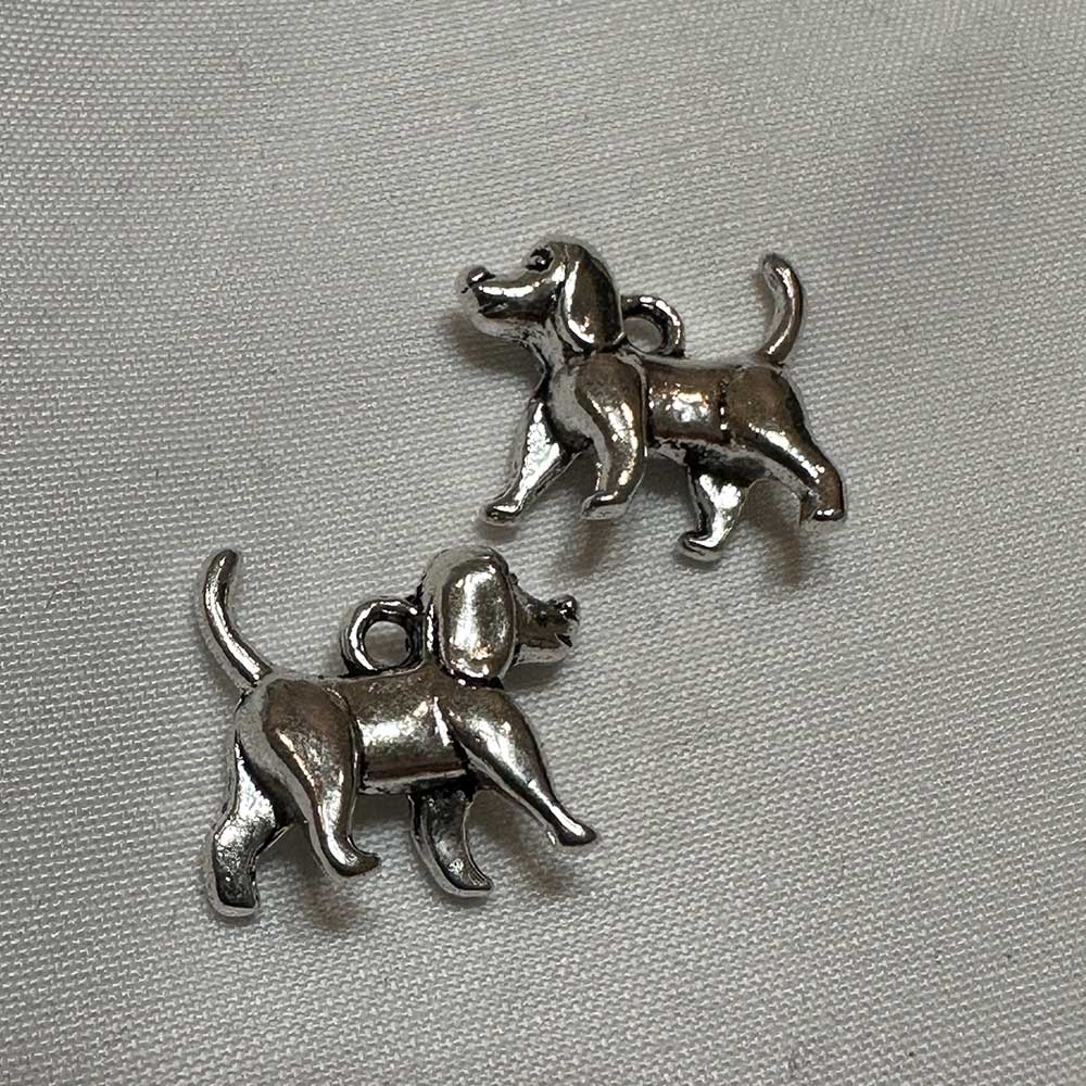 Small Walking Dog Charm Silver Finish