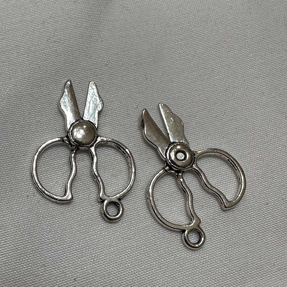 Double Sided Scissor Charm Silver Finish