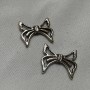 Double Sided Center Hole Bow Charm Silver Finish