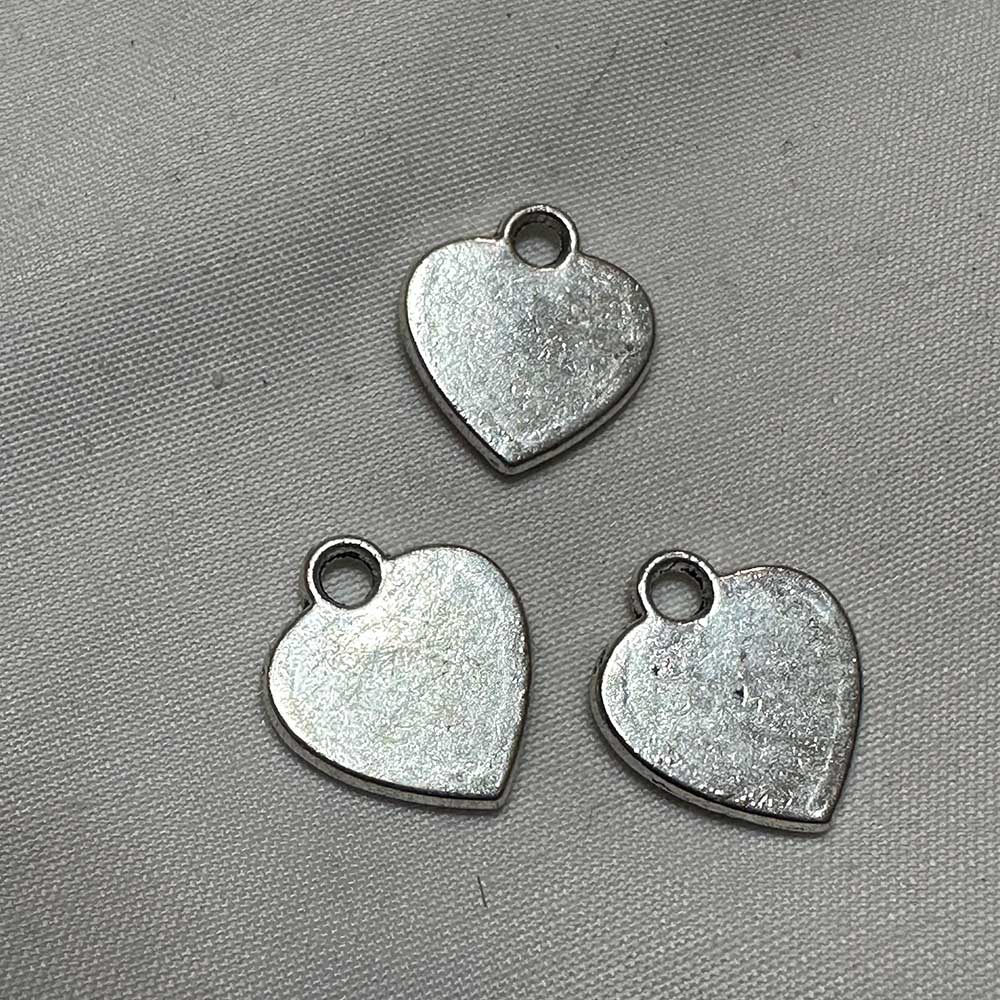 Blank Heart Charm Silver Finish