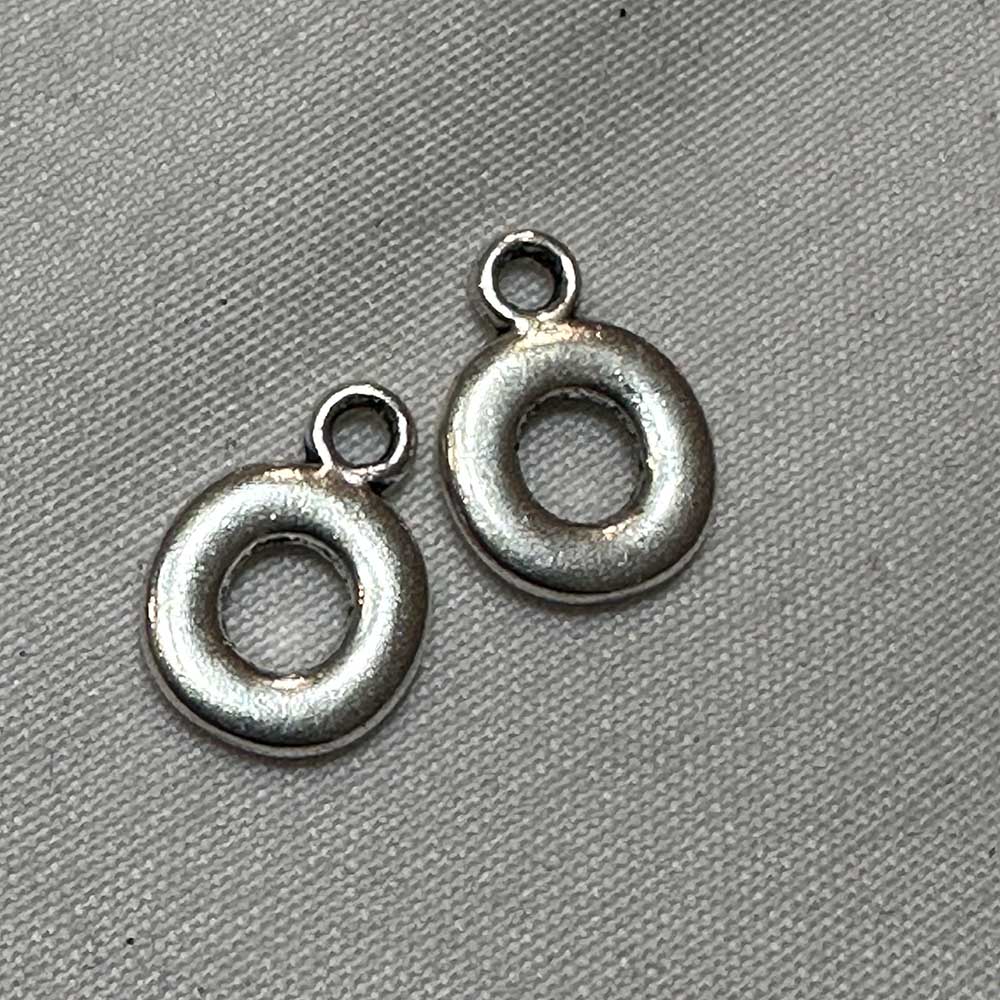 Small Round Washer Charm Silver Finish