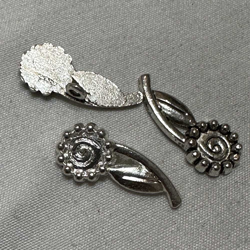 Single Sided Curved Flower Charm Silver Finish