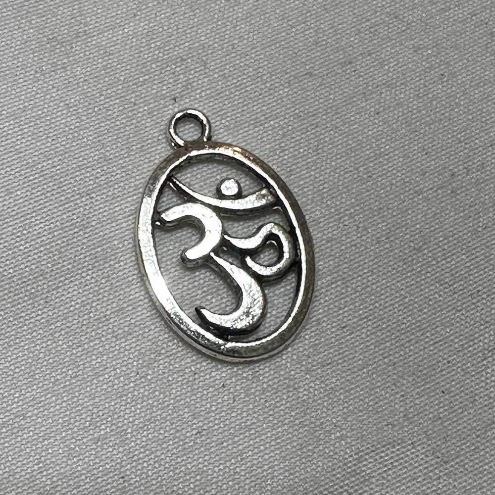 Tibetan Om Charm Silver Finish