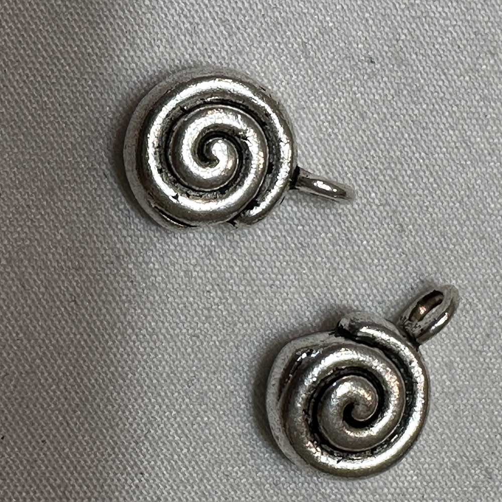 Double Sided Snail Shell Charm Silver Finish