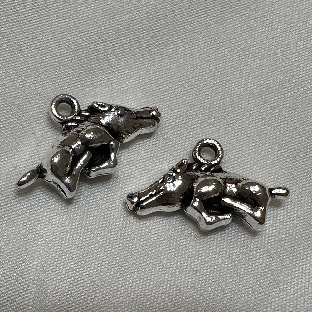 Double Sided Small Razorback Boar Charm Silver Finish