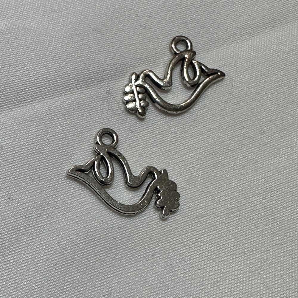 Single Sided Cut Out Small Peace Dove Charm Silver Finish