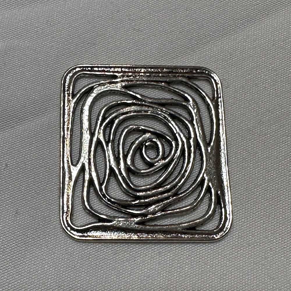 Double Sided Cut Out Large Box Maze Flower Charm Silver Plated