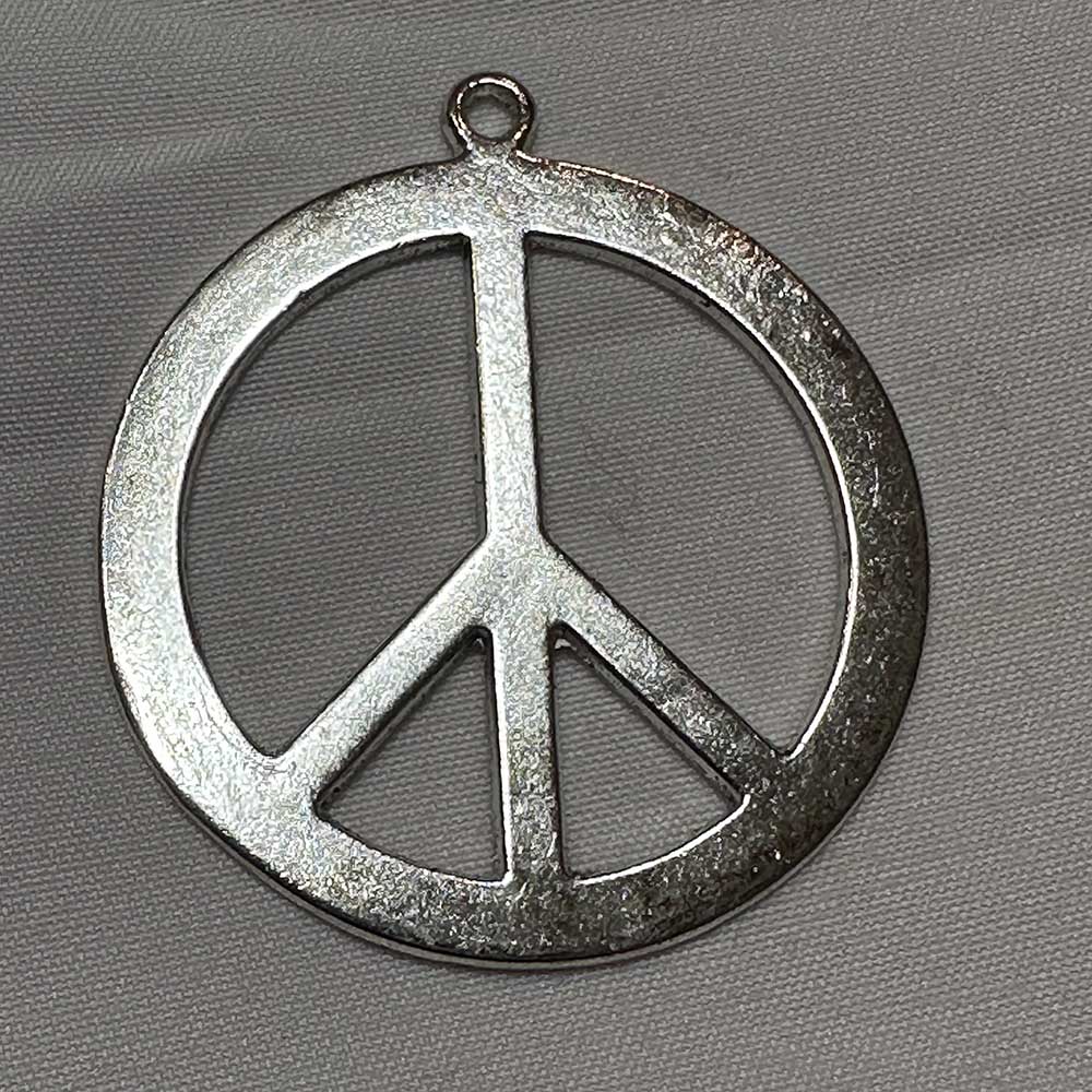 Double Sided Large Peace Sign Charm Silver Plated