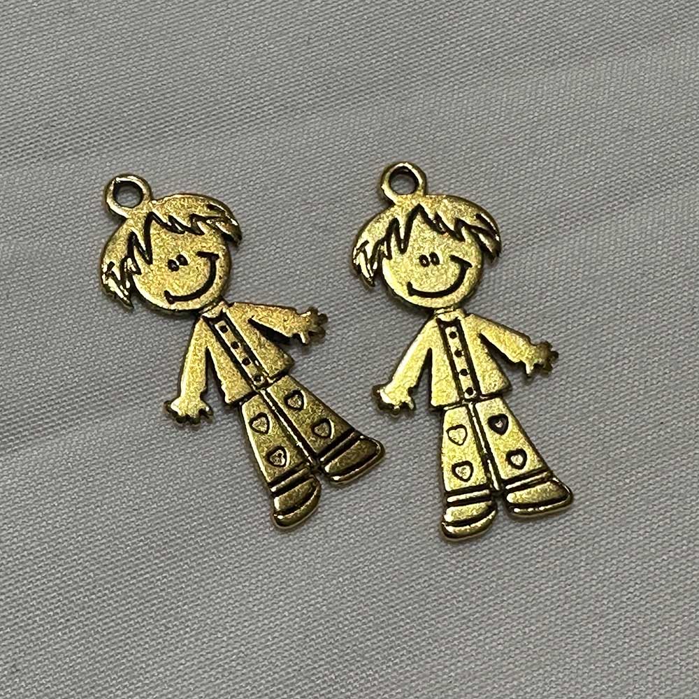 Double Sided Little Boy Charm Gilt Finished