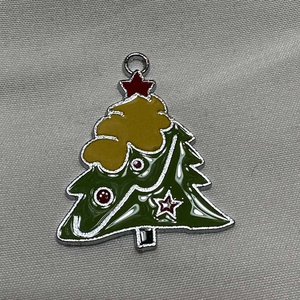 Single Sided Full Color Enameled Christmas Tree Charm