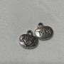 Double Sided Small Oval Play with Hand Imprint Charm Silver Finish