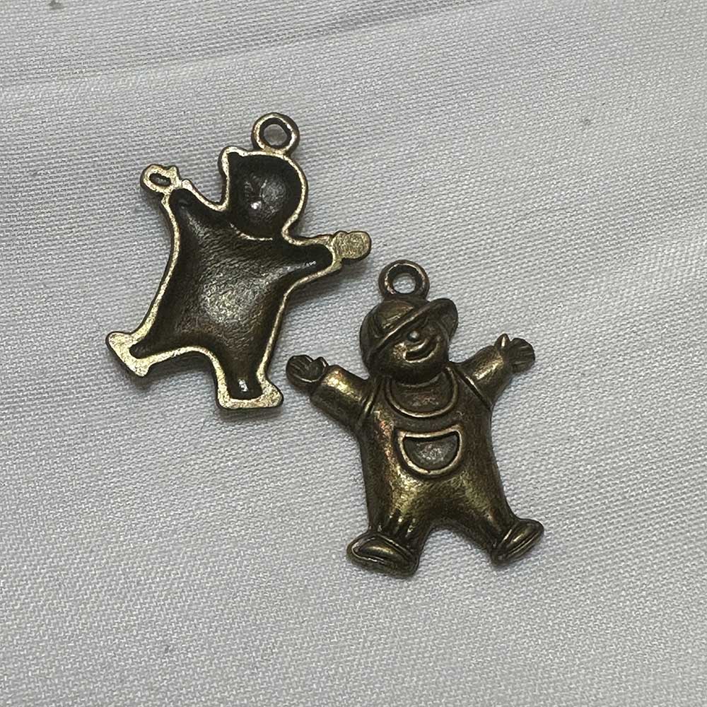 Single Sided Large Huggable Boy Charm Antique Bronze Finish