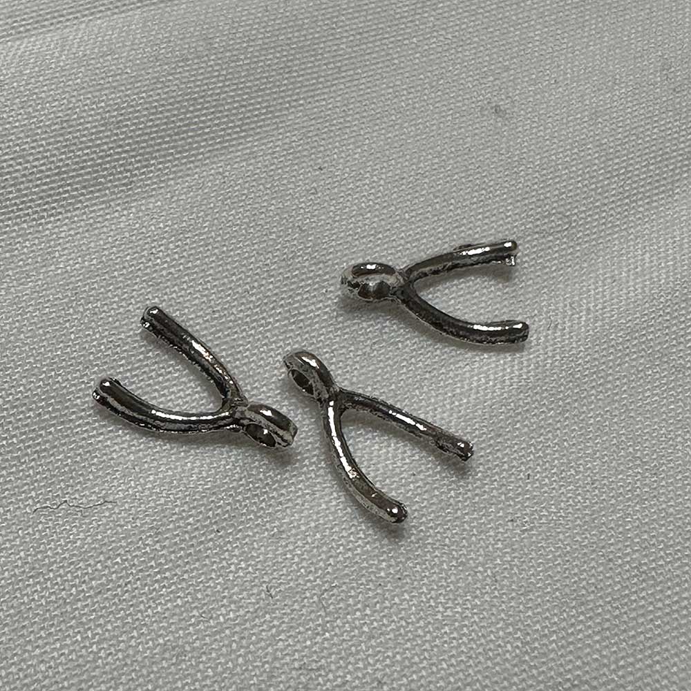 Small Wishbone Charm Silver Finish