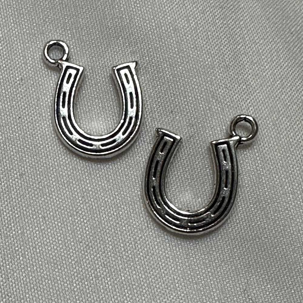 Double Sided Horseshoe Charm Silver Finish