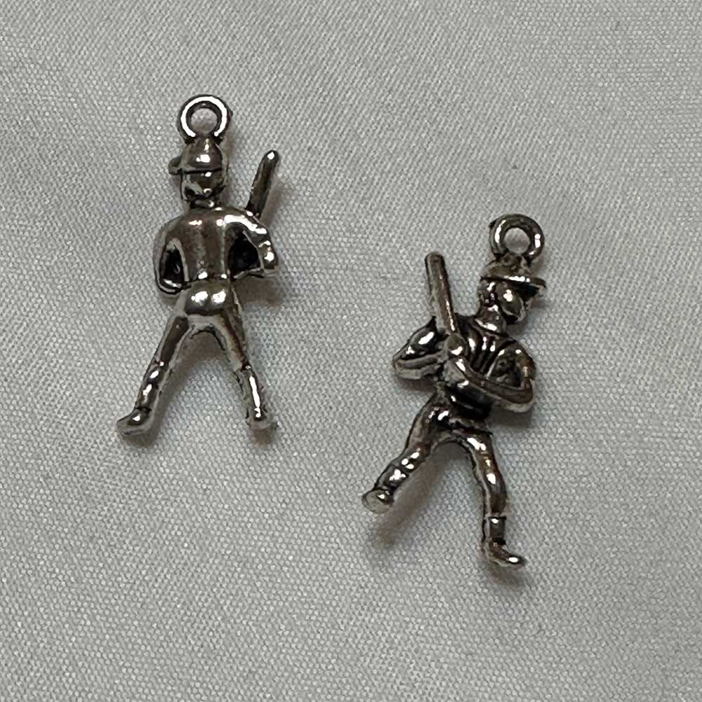 Baseball Player at Bat Charm Silver Finish